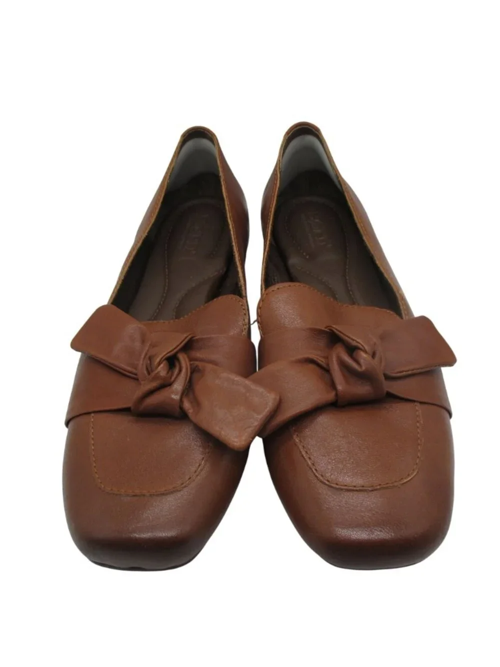 Born Carrine Leather Loafer Brown 9.5 Women’s Preppy Tailored Flat With Bow